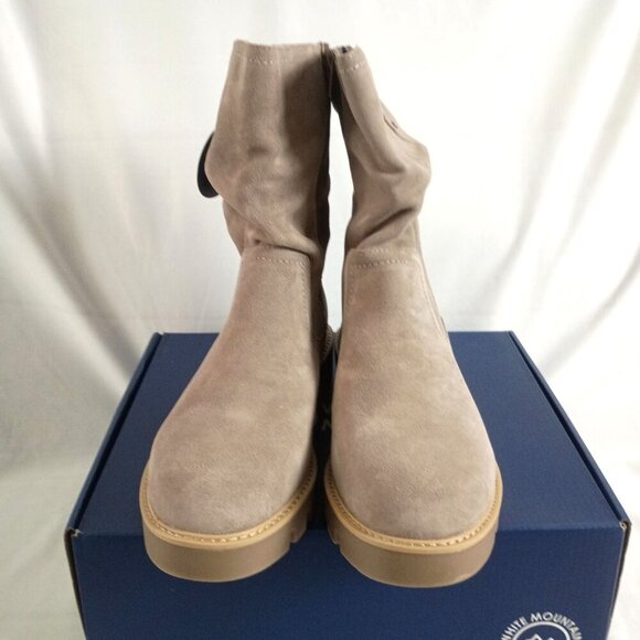 White Mountain Glean Mid Calf Boots Taupe Suede Leather 9.5W New in Box - Picture 6 of 10